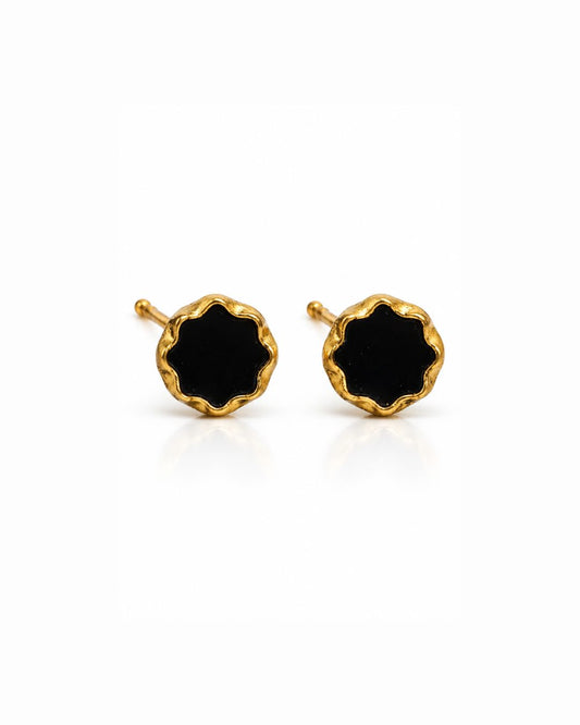 Black Floral Stud Earring Combo