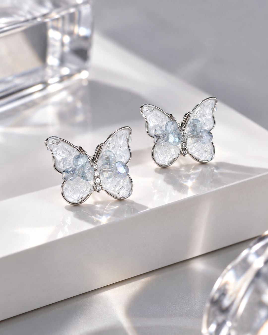 Crystal Butterfly Stud Earrings