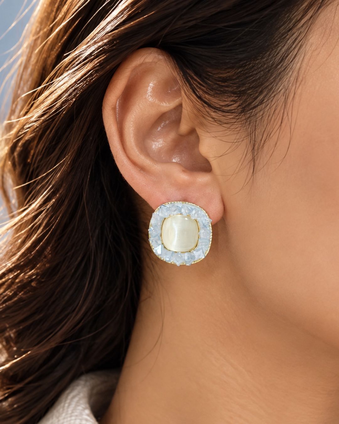 Crystal Ring Statement Studs