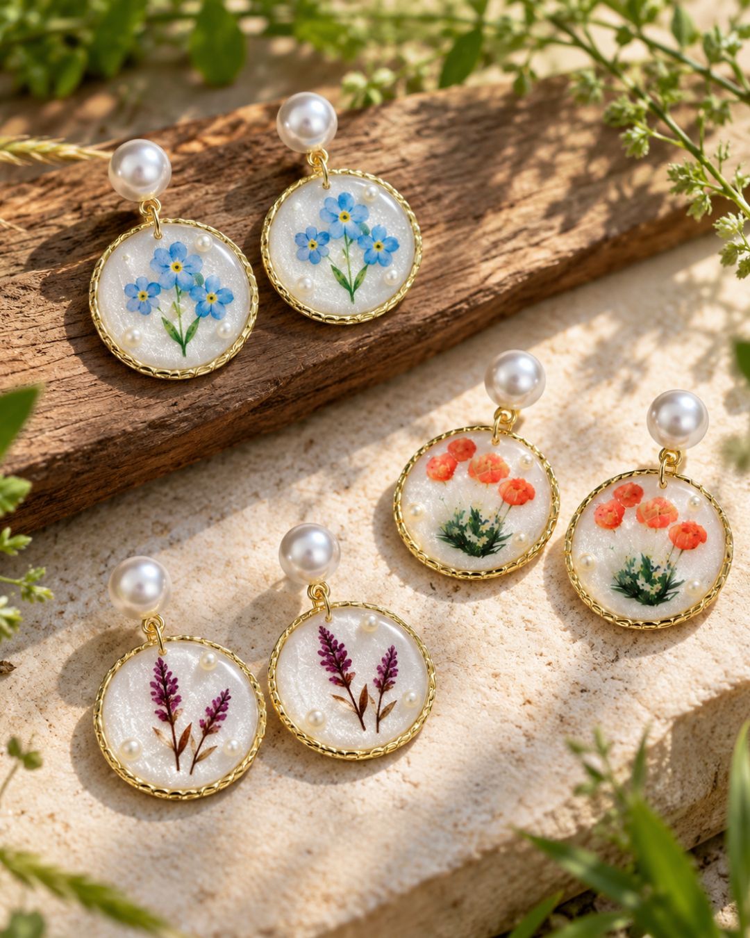 Pearl Resin Drop Earrings