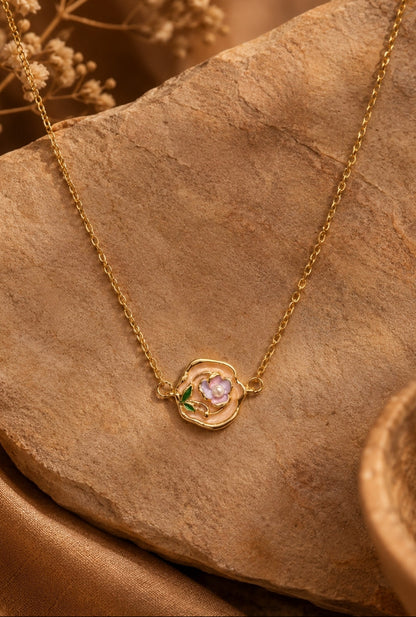 Floral Enamel Pendant Necklace