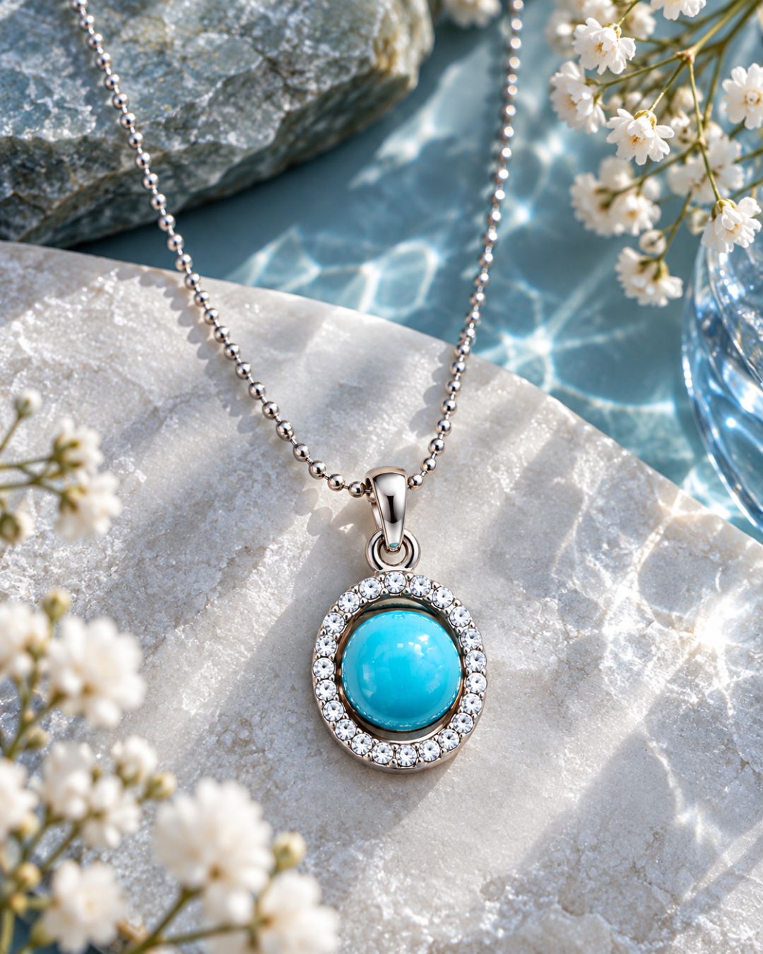 Aqua Halo Necklace