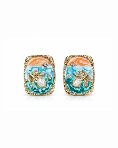 Artistic Enamel Stud Earrings