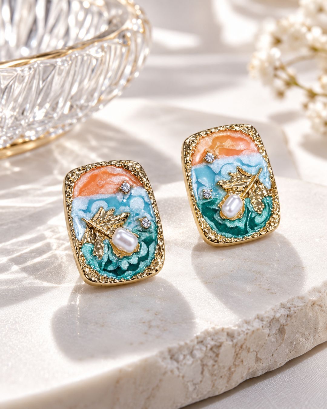 Artistic Enamel Stud Earrings
