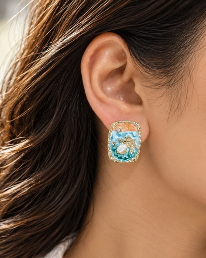 Artistic Enamel Stud Earrings