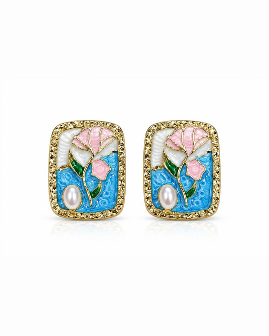 Artistic Enamel Stud Earrings