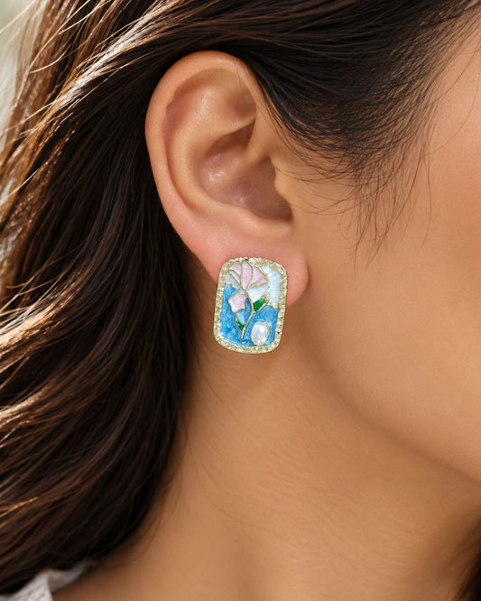 Artistic Enamel Stud Earrings