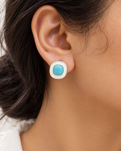 Aura Enamel Stud Earrings