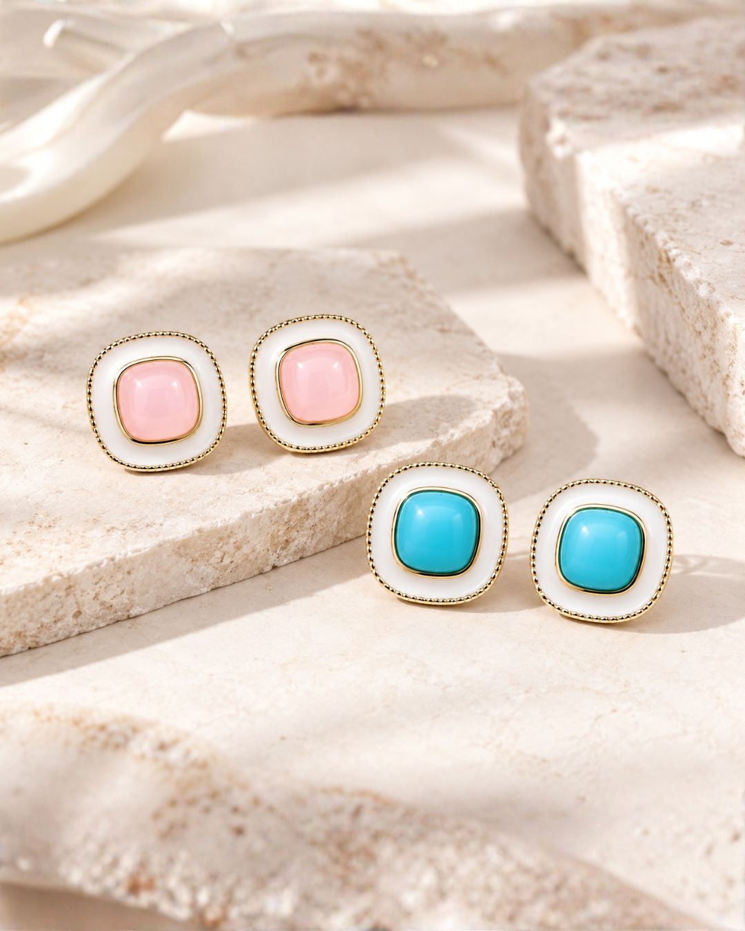 Aura Enamel Stud Earrings