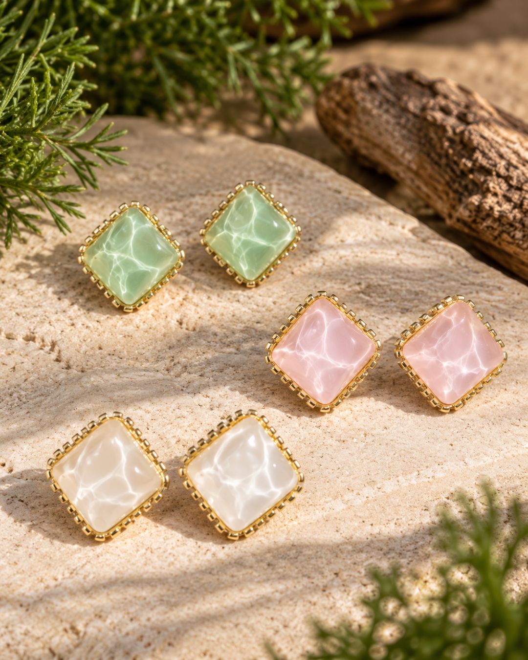 Aurelia Square Stud Earrings