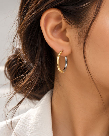 Classic Two-Tone Hoop Earrings