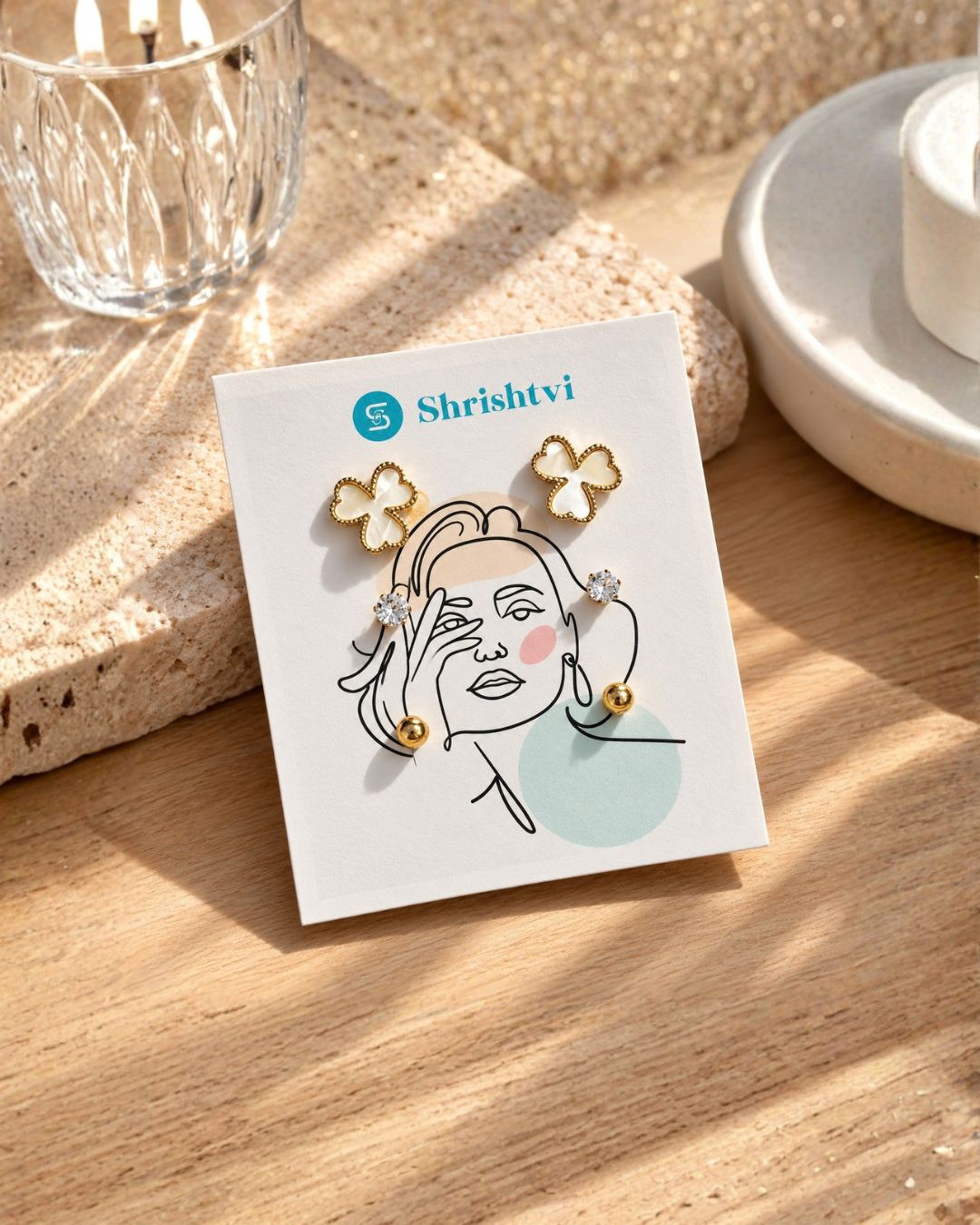 Clover Stud Earring Combo