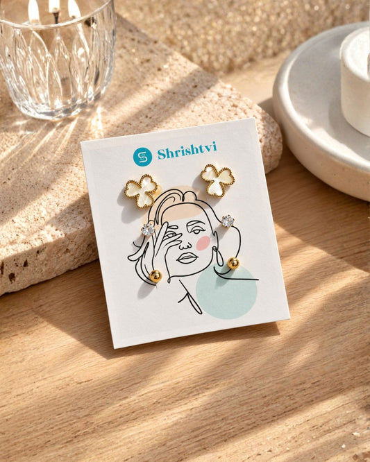 Clover Stud Earring Combo