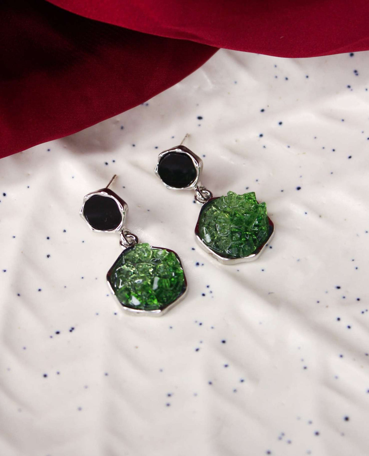 Crushed Stone Dangle Earring