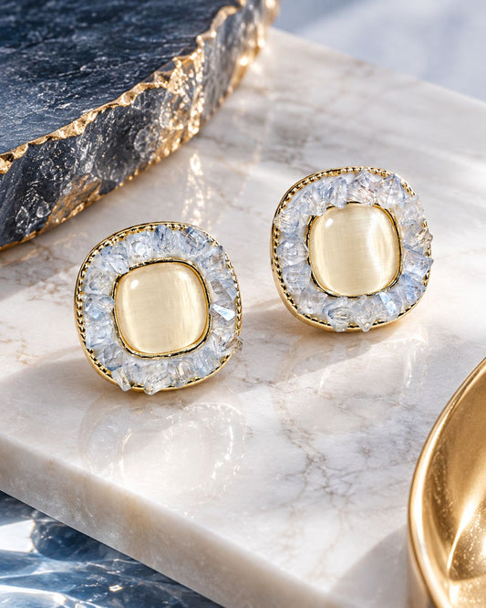 Crystal Ring Statement Studs