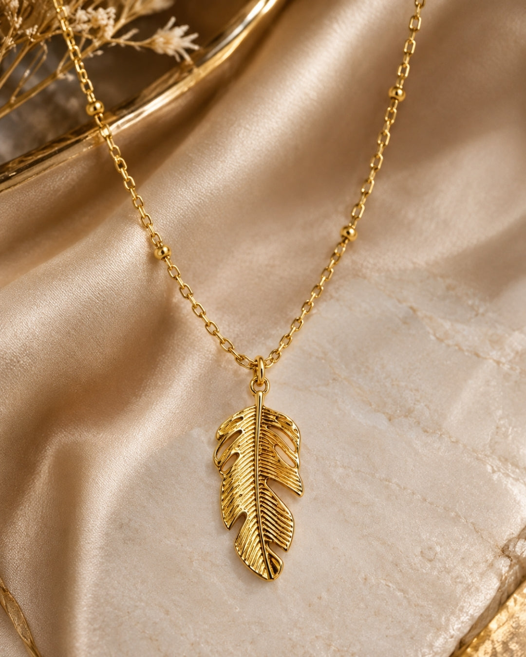 Golden Feather Pendant