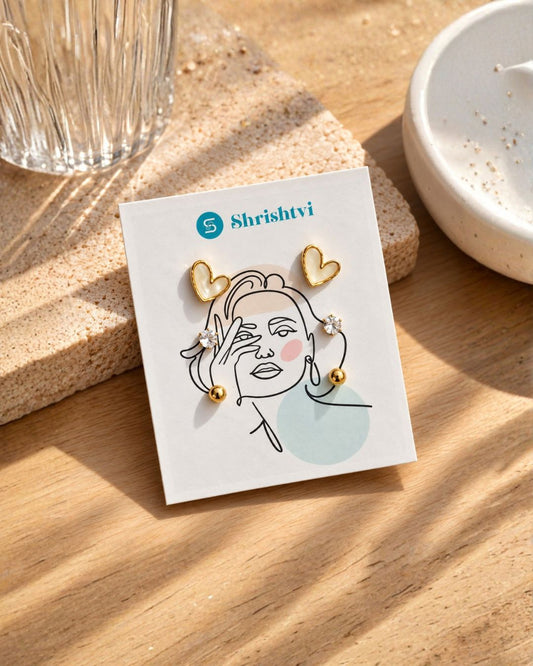 Heart Stud Earring Combo