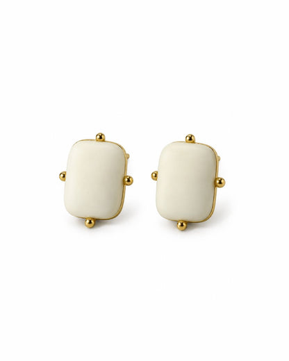 Ivory Matte Stud Earrings