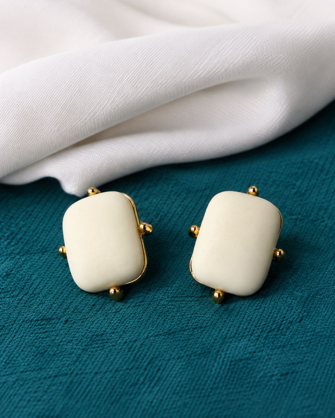 Ivory Matte Stud Earrings