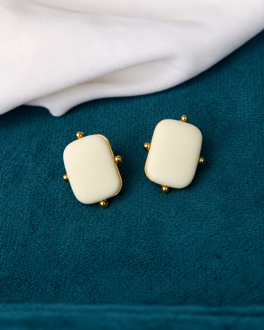 Ivory Matte Stud Earrings