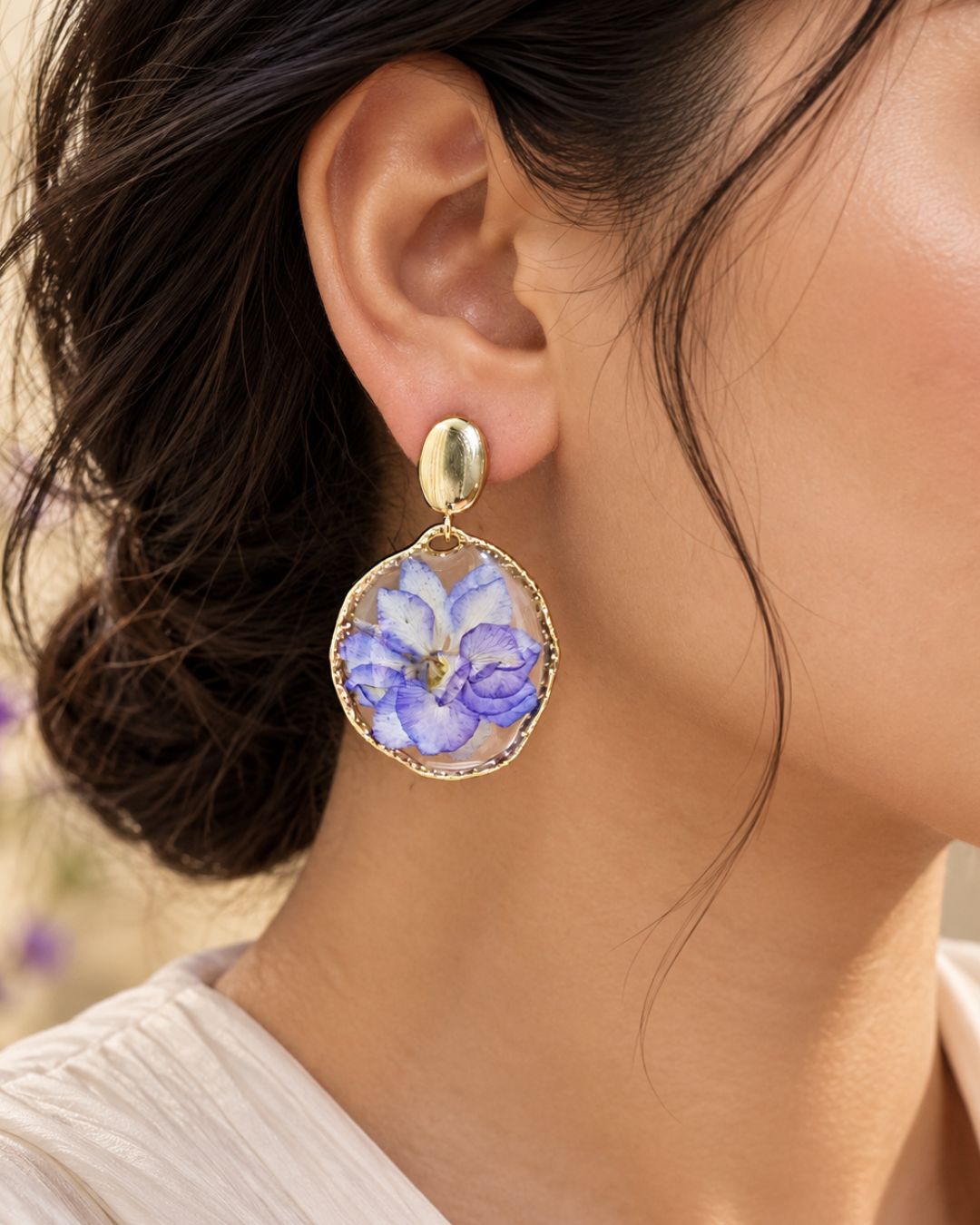 Lavender Resin Dangle Earrings