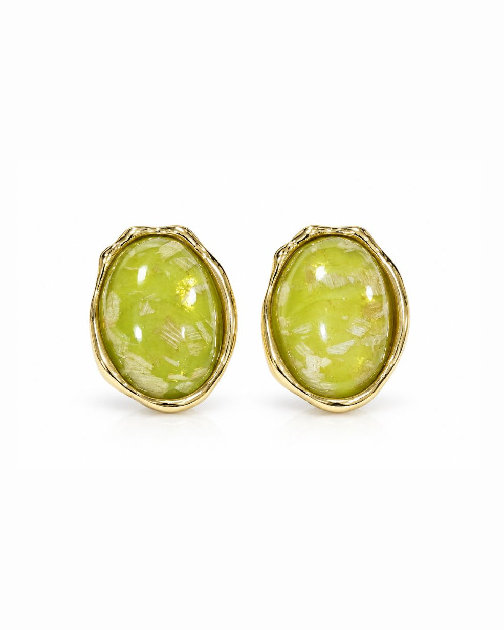 Lime Resin Statement Stud Earrings
