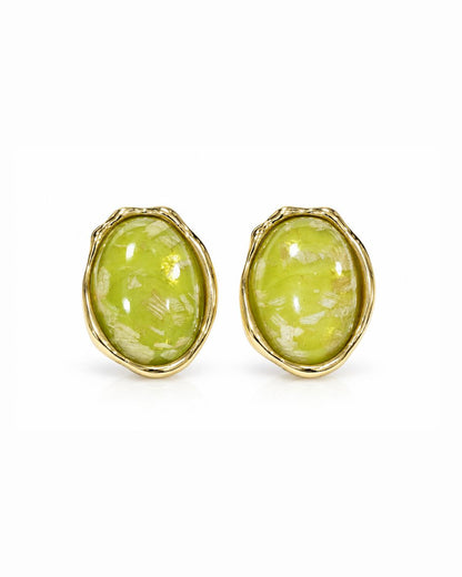Lime Resin Statement Stud Earrings