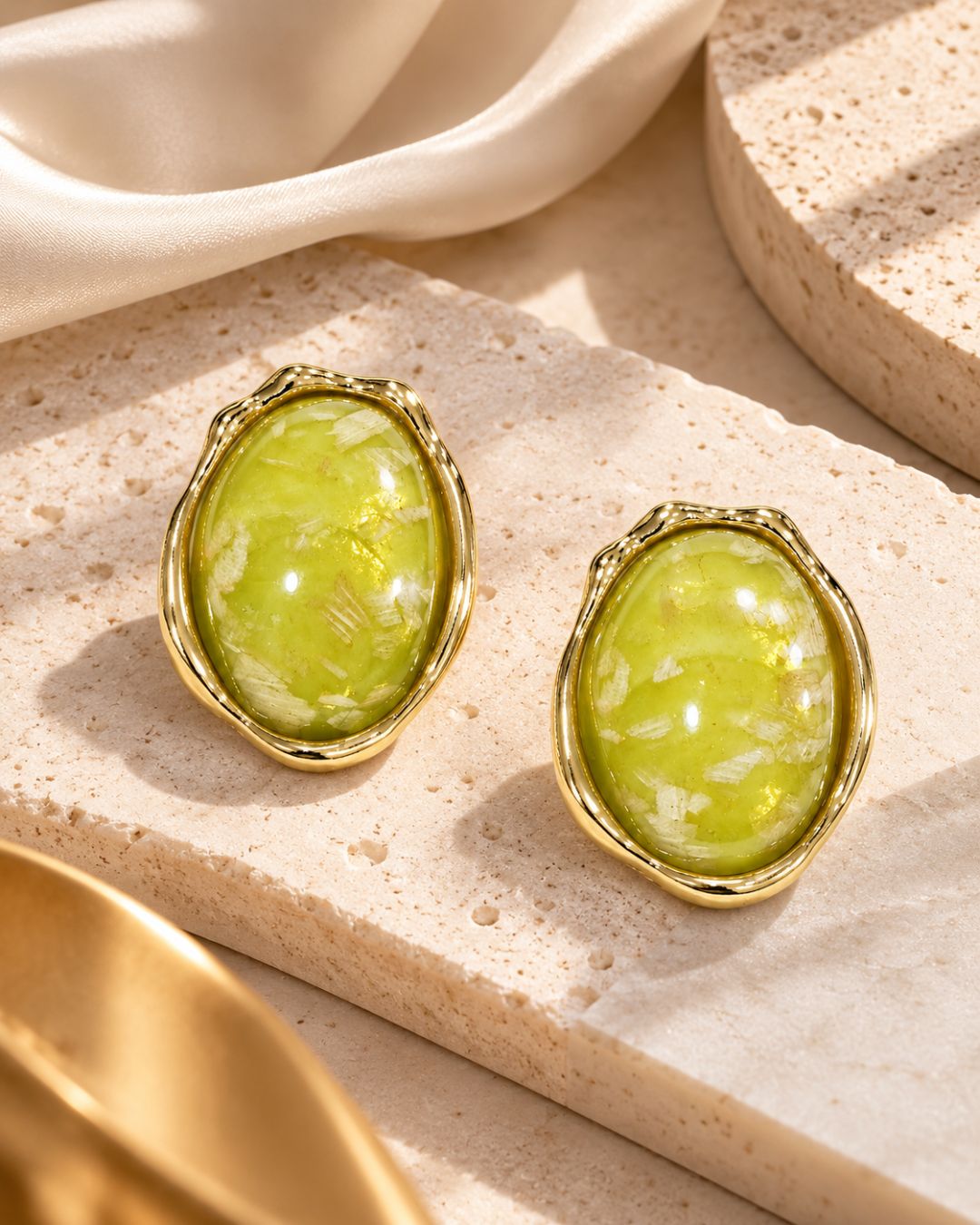 Lime Resin Statement Stud Earrings