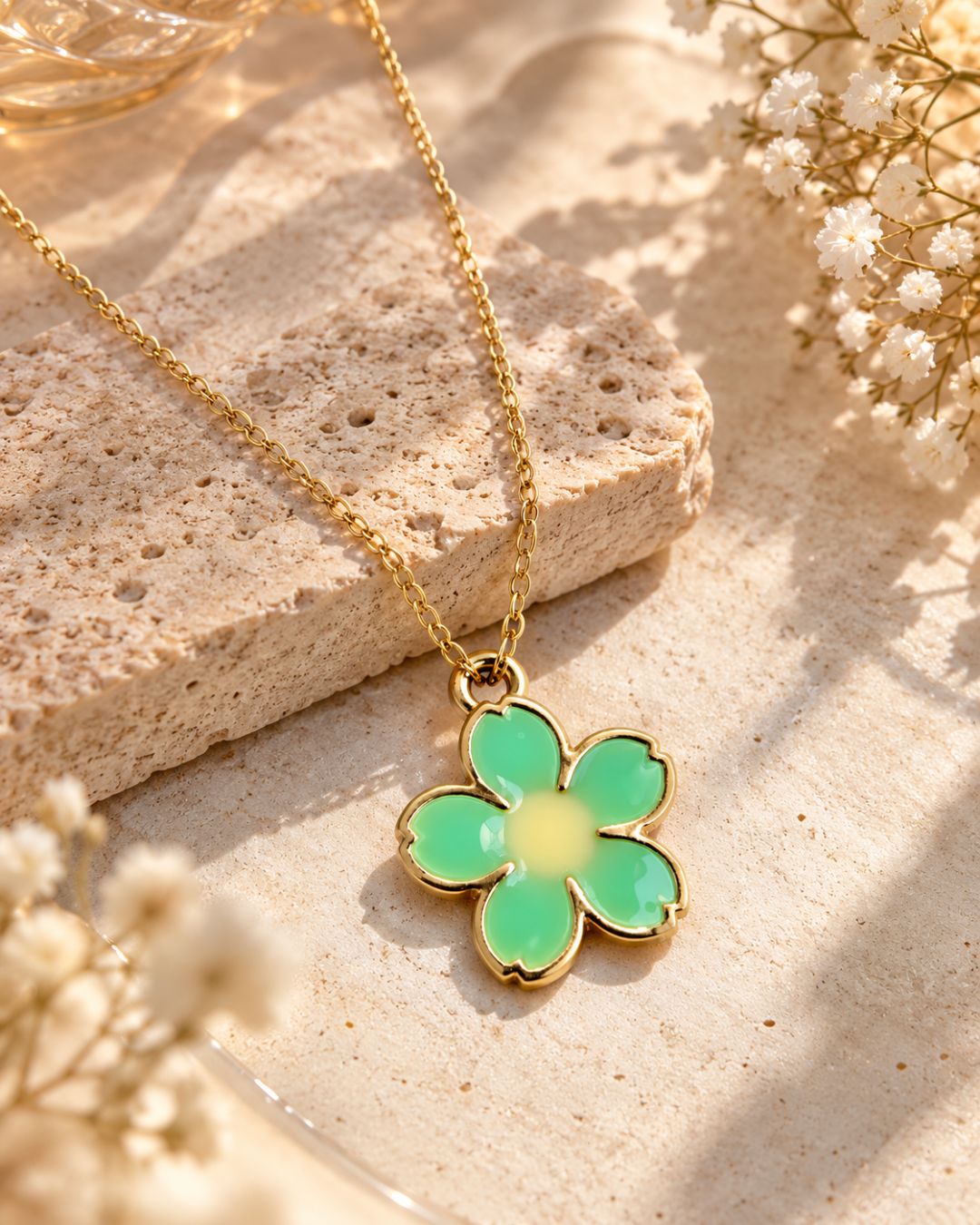 Mint Bloom Pendant Necklace