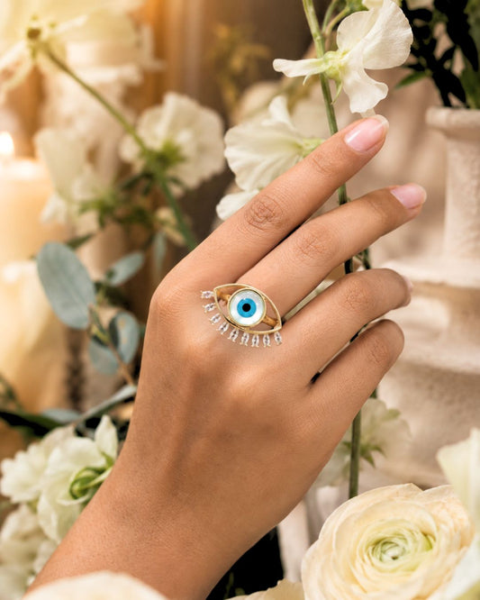 Mother of Pearl Evil Eye Ring