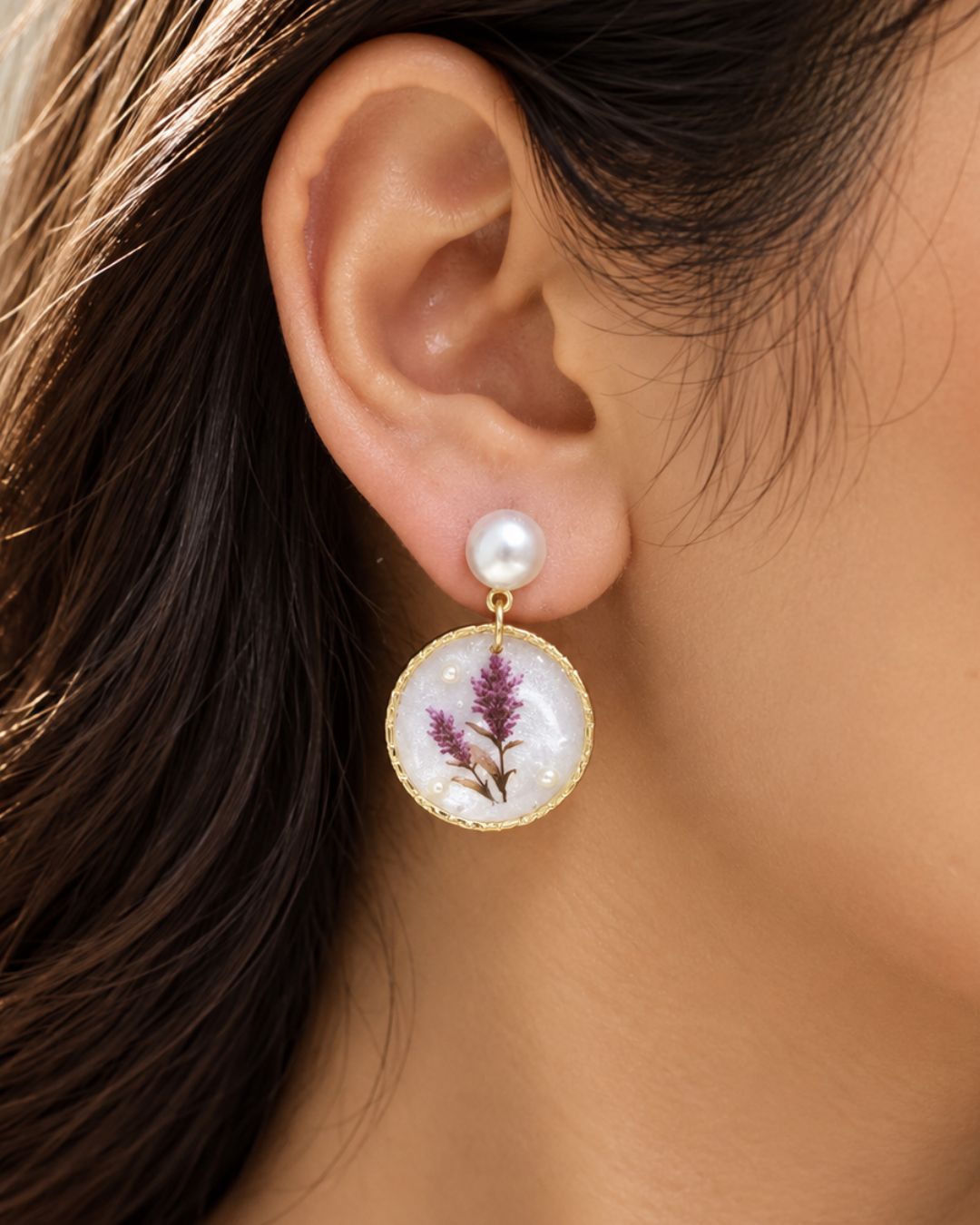 Pearl Resin Drop Earrings
