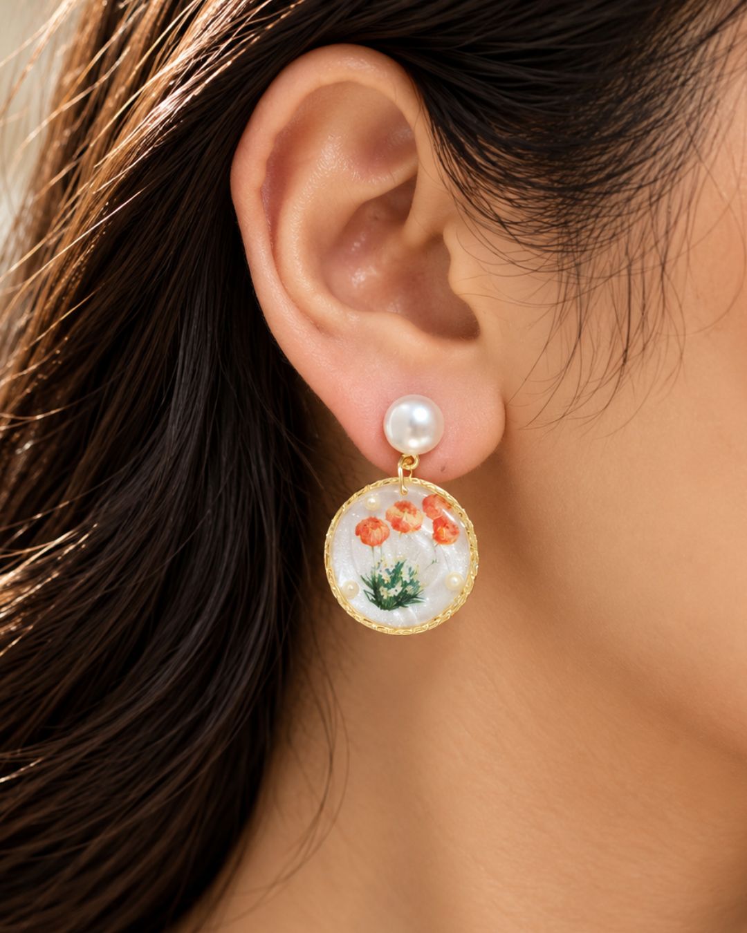 Pearl Resin Drop Earrings