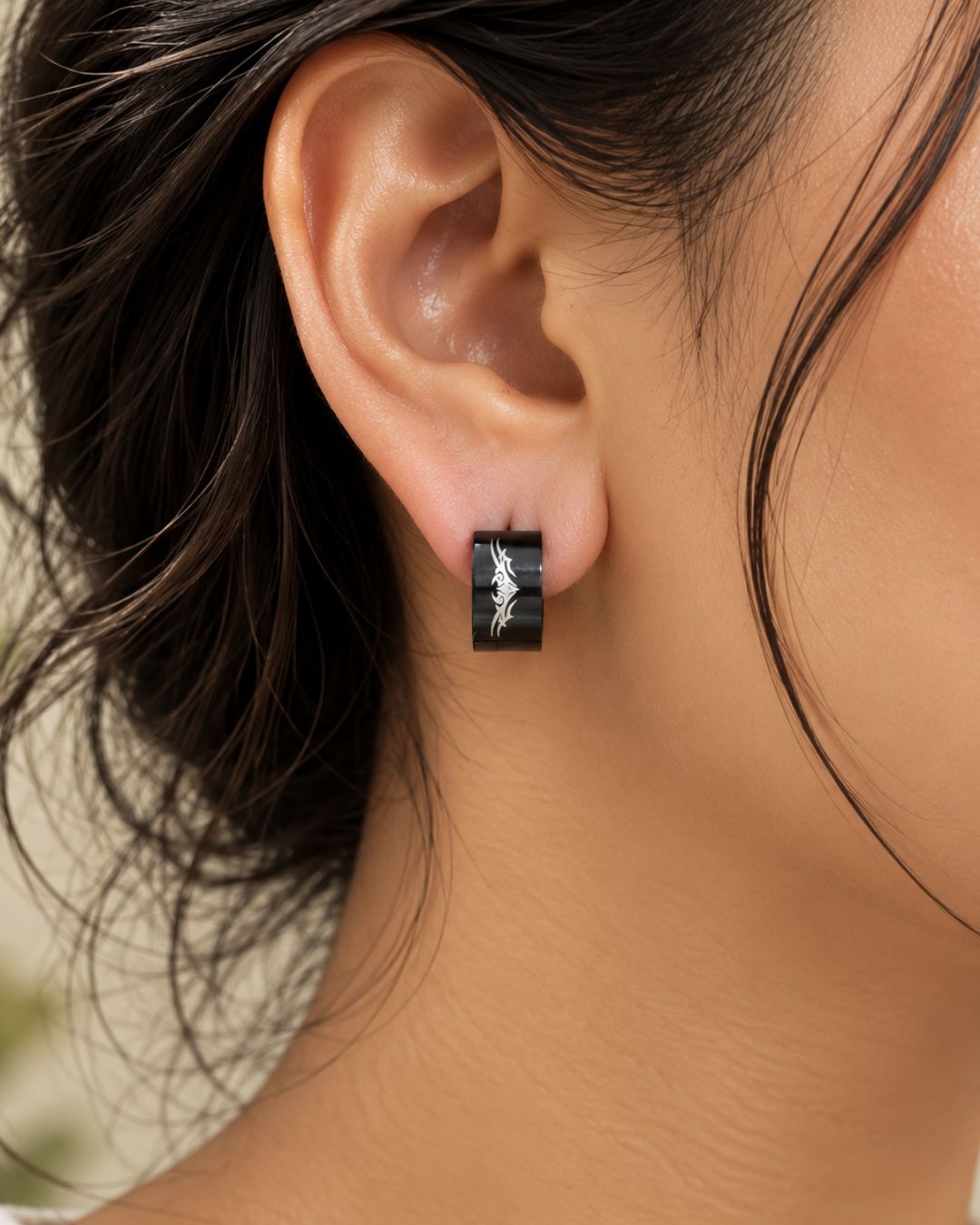 Tribal Engraved Huggie Earrings